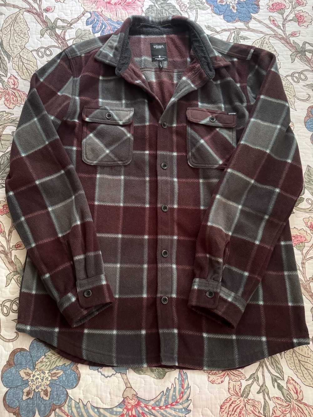 Union Plaid Button-Up Shirt in Brown and Gray